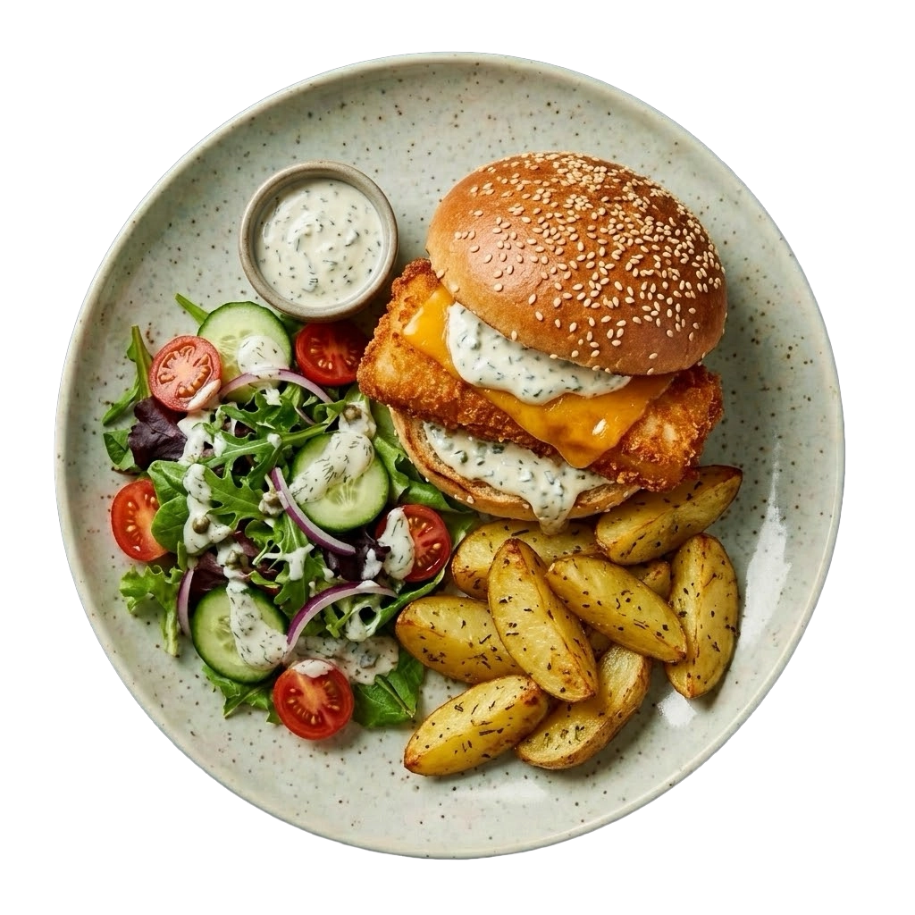 Klippfiskburger m/Ost